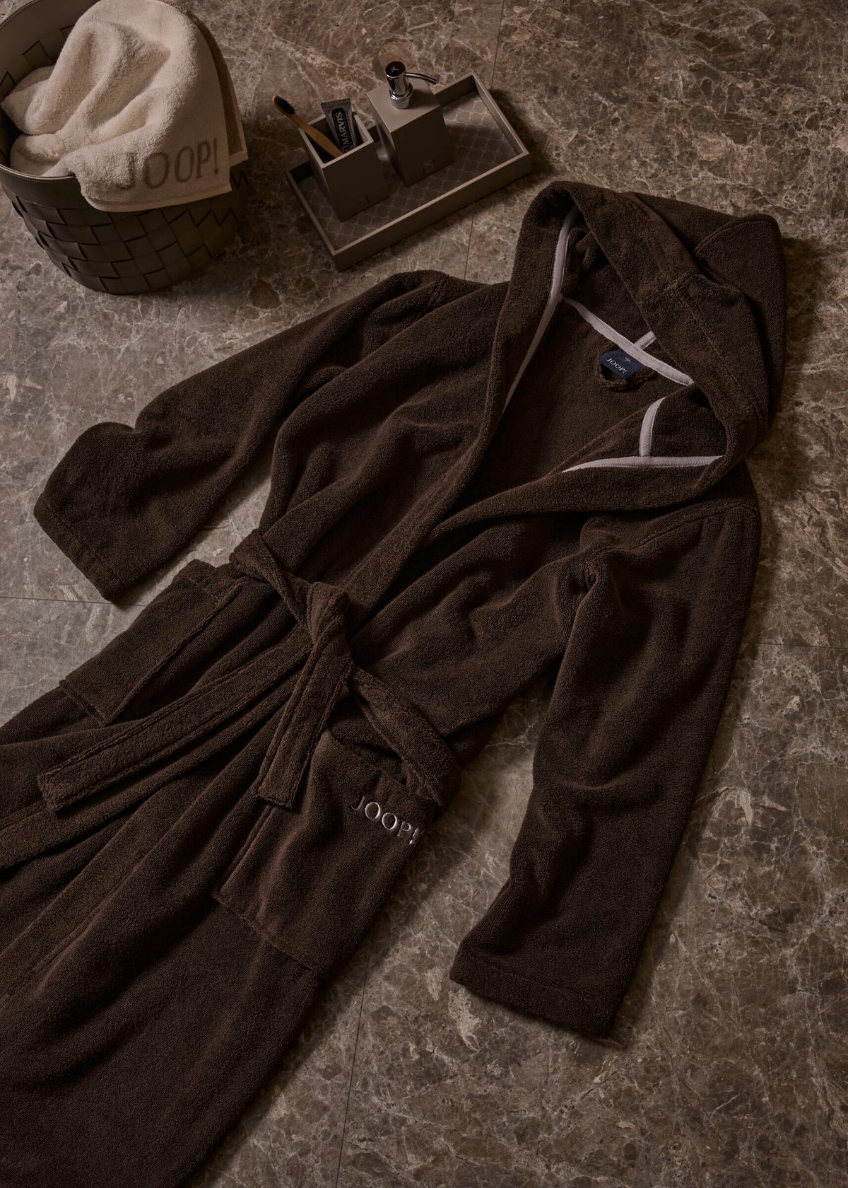 JOOP! BADEMANTEL Herren-Kapuze 46/48, Mocca