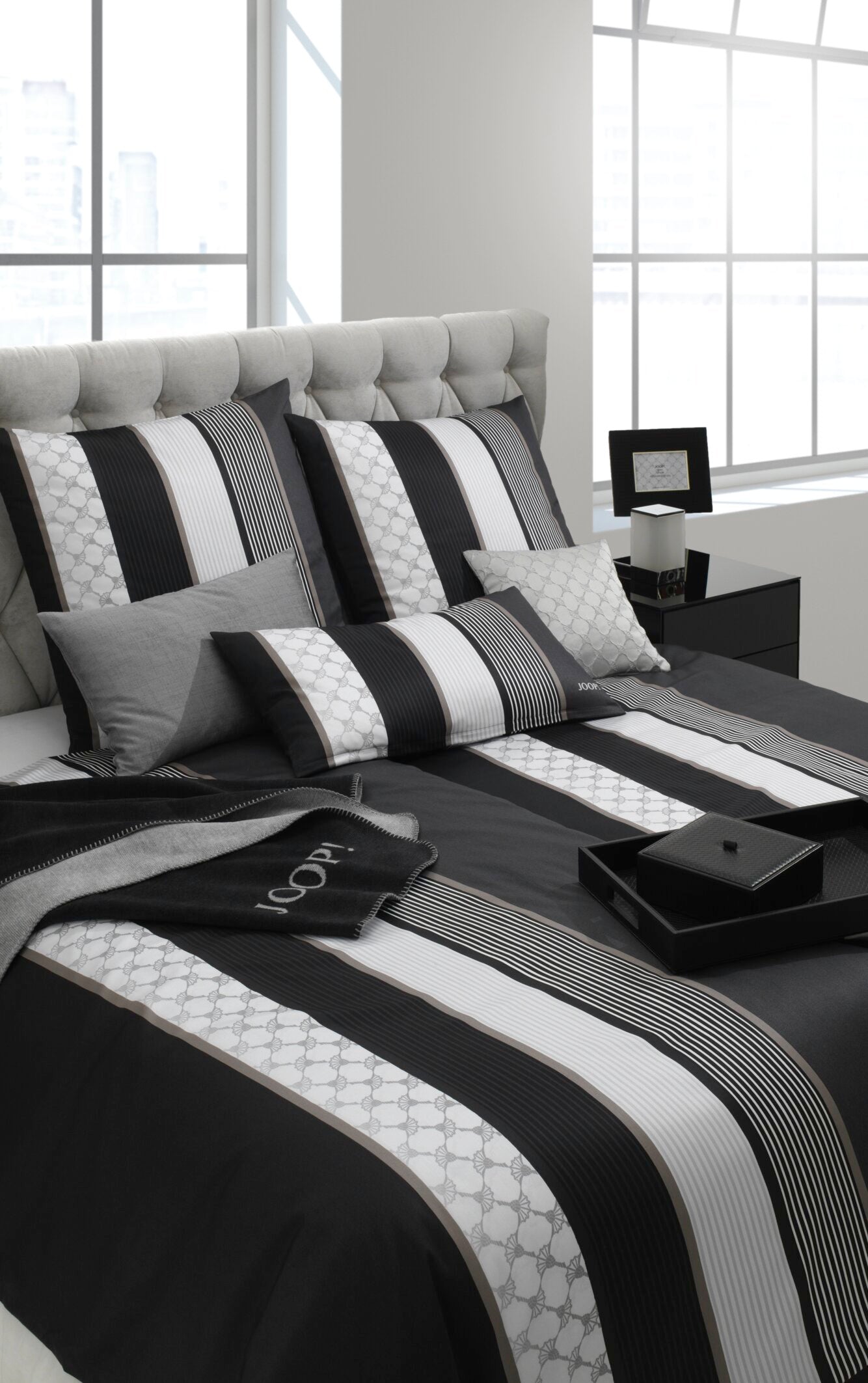 JOOP! CORNFLOWER STRIPES Garnitur 200x220 cm, Deep Stone