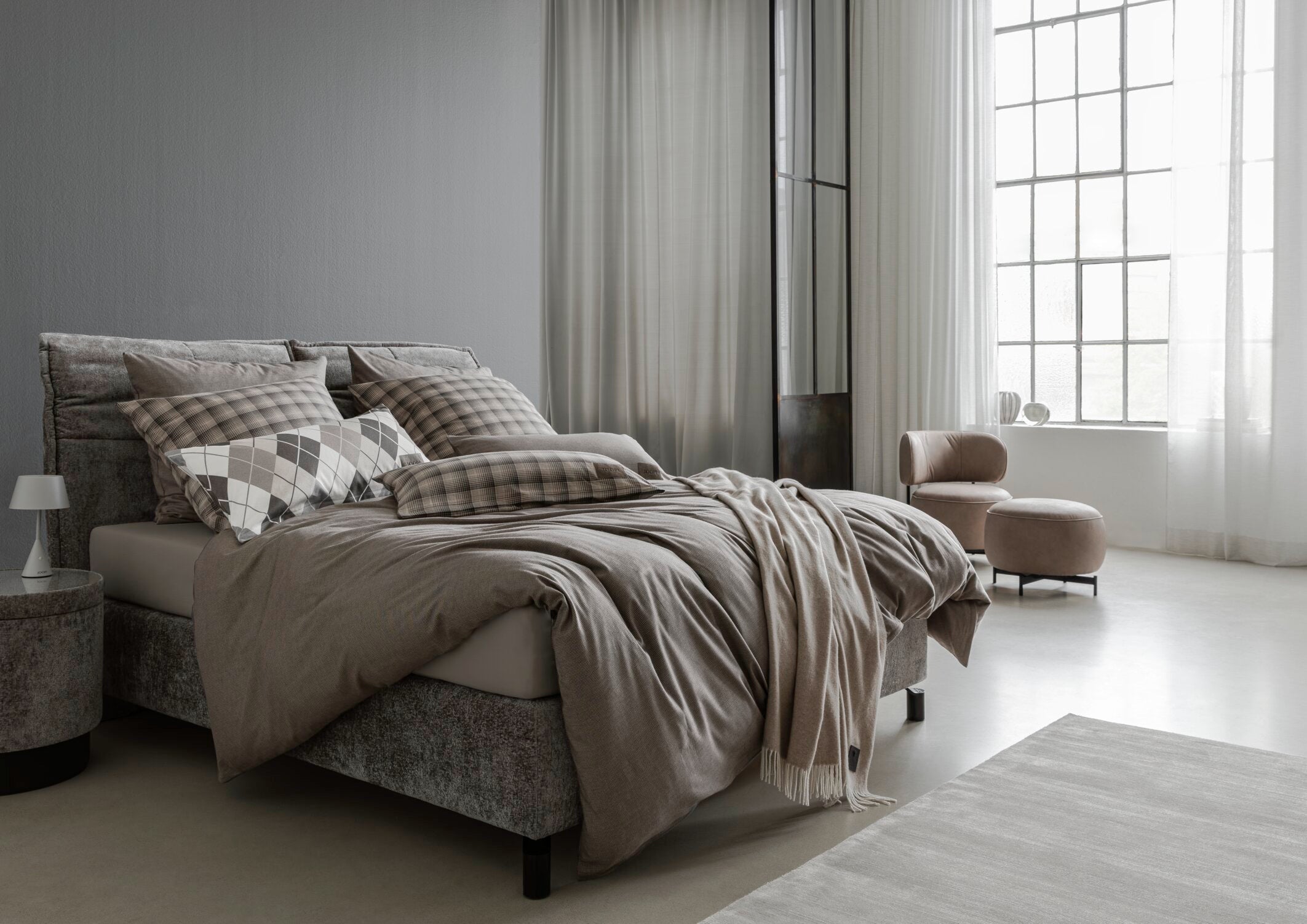 JOOP! SOFT CHECKS Kissenbezug 40x80 cm, Taupe