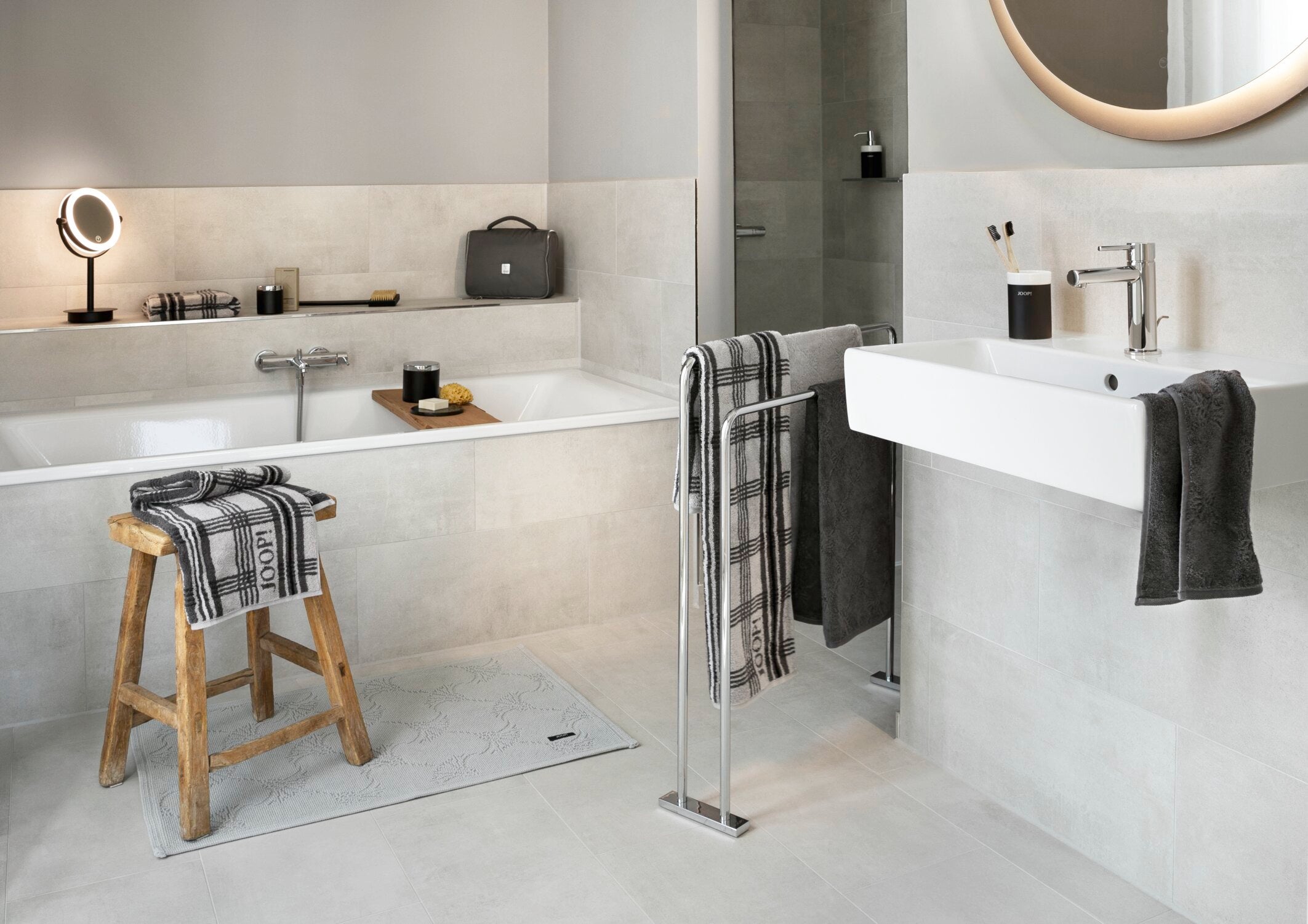 JOOP! CHECKS Saunatuch 80x200 cm, Platin