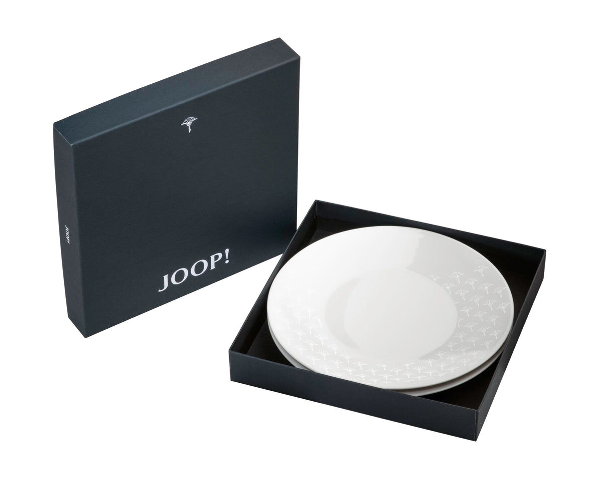 JOOP! FADED CORNFLOWER Brotteller Set 2, Weiß auf Weiß