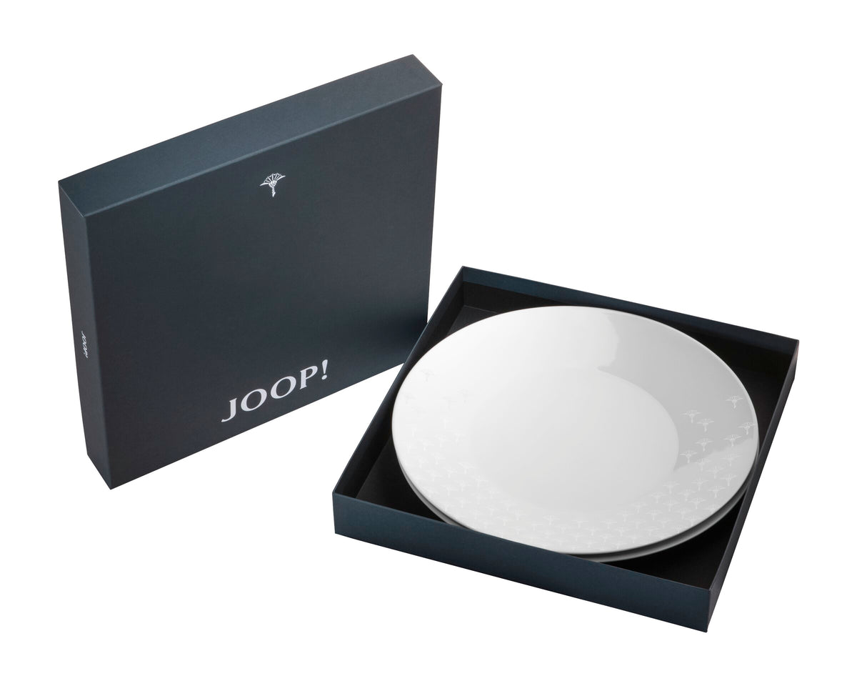 JOOP! FADED CORNFLOWER Frühstücksteller Set 2, Weiß auf Weiß