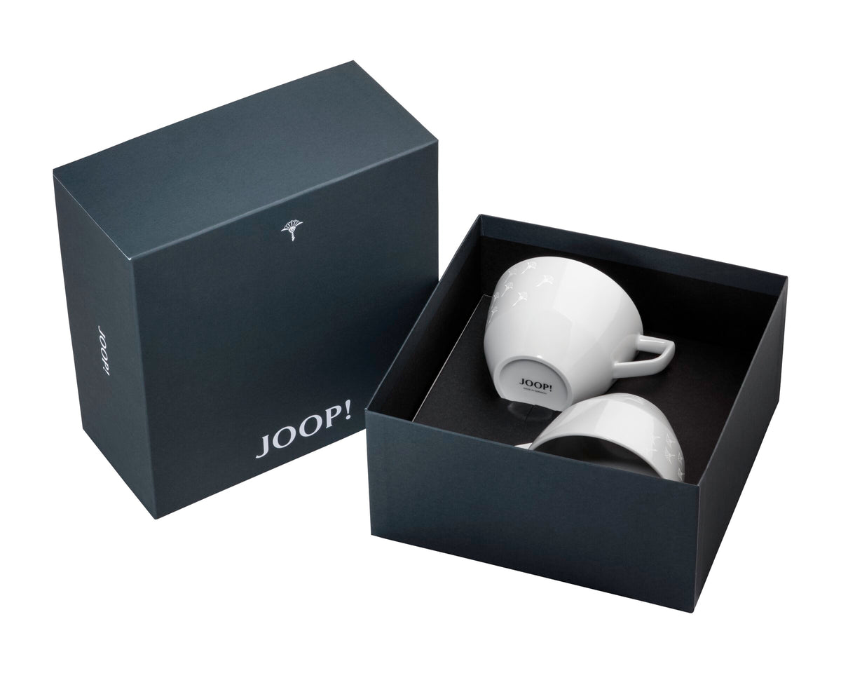 JOOP! FADED CORNFLOWER Tasse Set 2 , Weiß auf Weiß