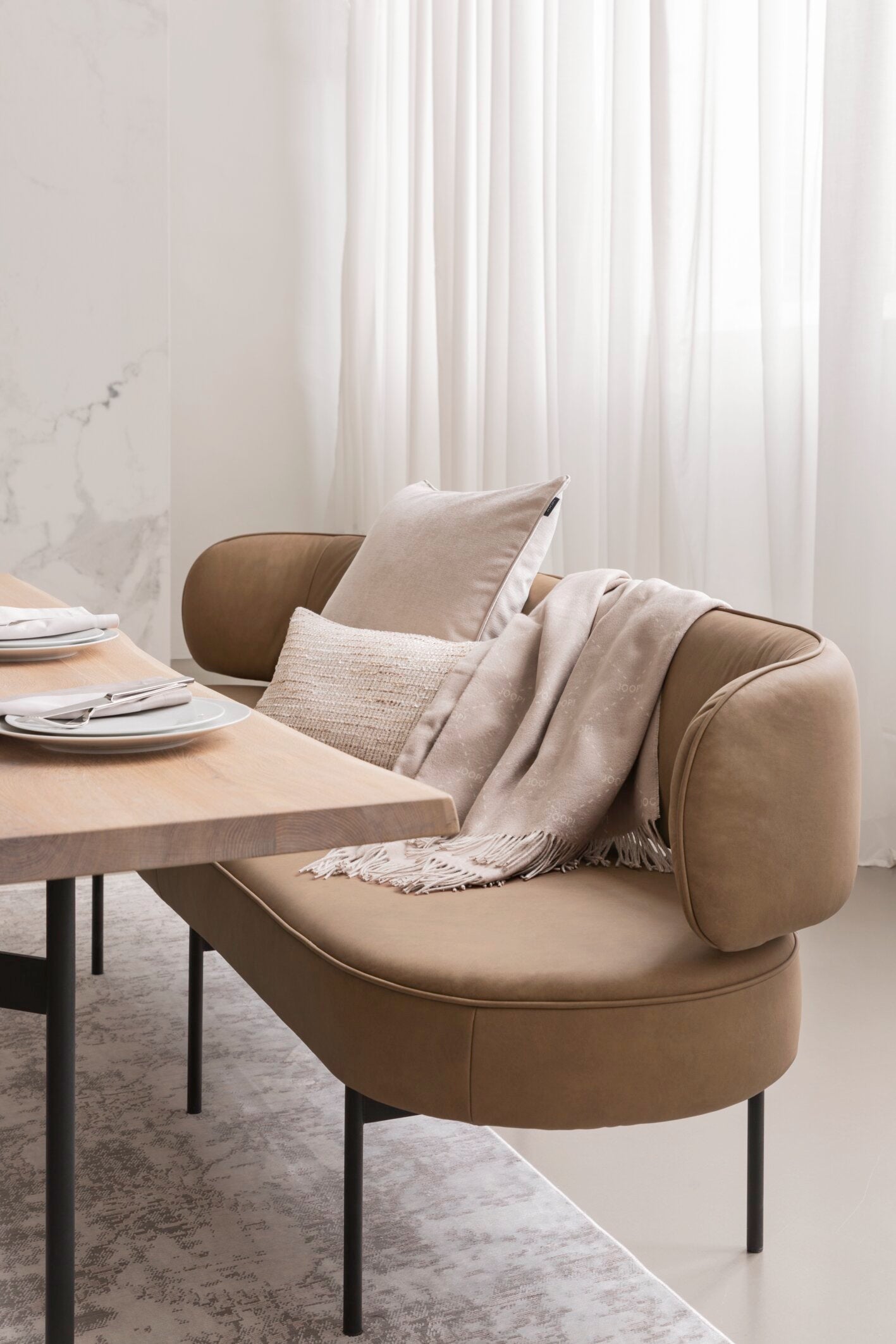 JOOP! FABRICS COLLECTION CHENILLO Polsterkissen mit Vließfüllung 60x60 cm, Natur