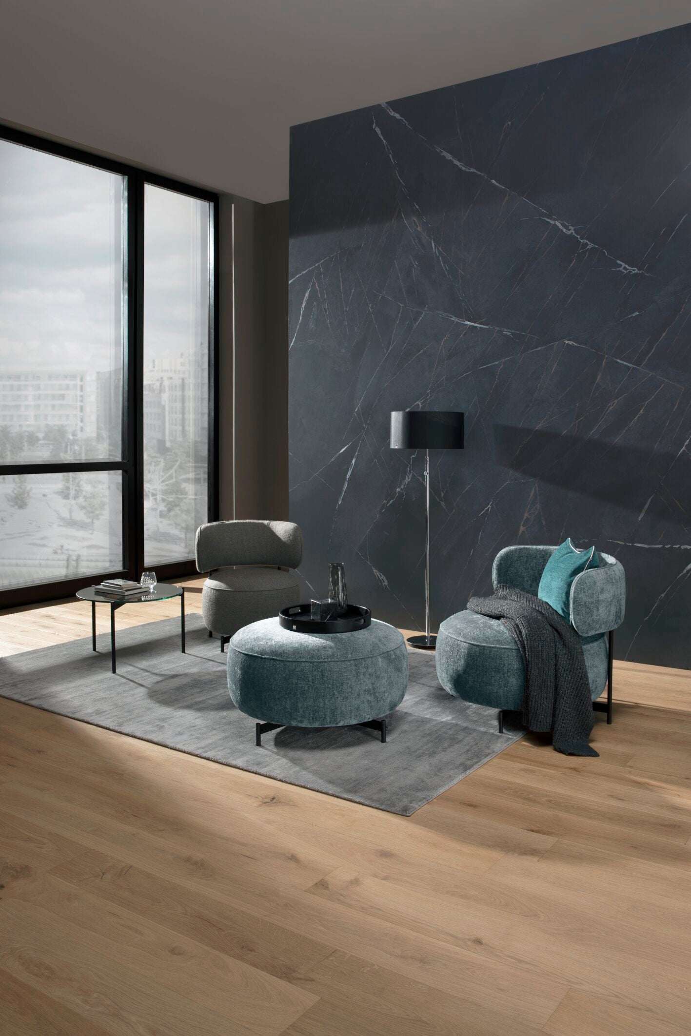 JOOP! FABRICS COLLECTION CHENILLO Polsterkissen mit Vließfüllung 60x60 cm, Petrol