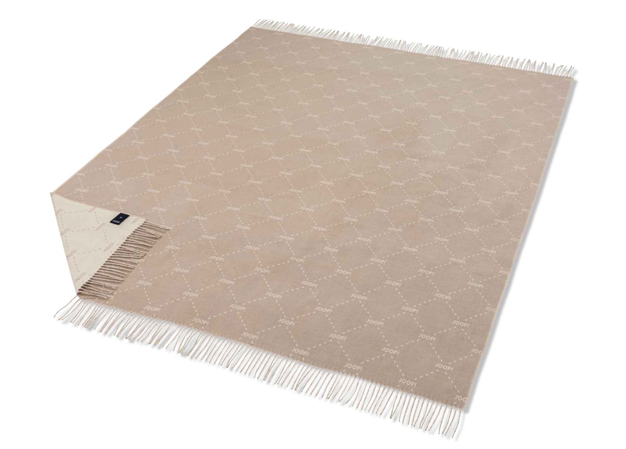 JOOP! FABRICS COLLECTION Plaid FINE-SIGNATURE, 130x170 cm, Stein-Ecru