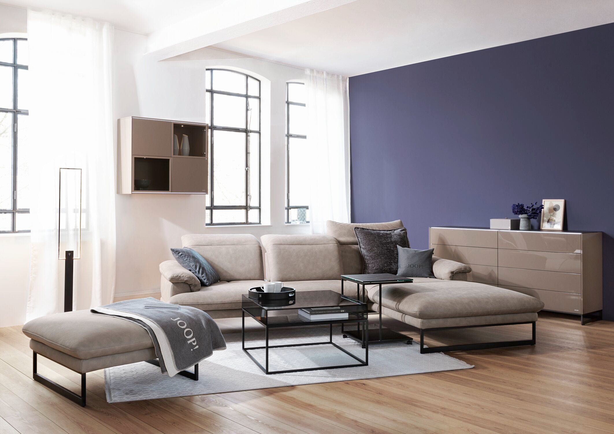 JOOP! FABRICS COLLECTION GRACE Polsterkissen mit Vließfüllung 50x50 cm, Blau