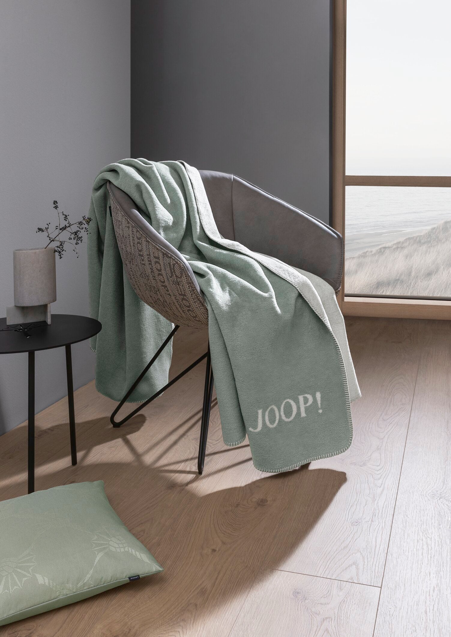 JOOP! MELANGE-DOUBLEFACE Wohndecke 150x200 cm, Jade-Natur