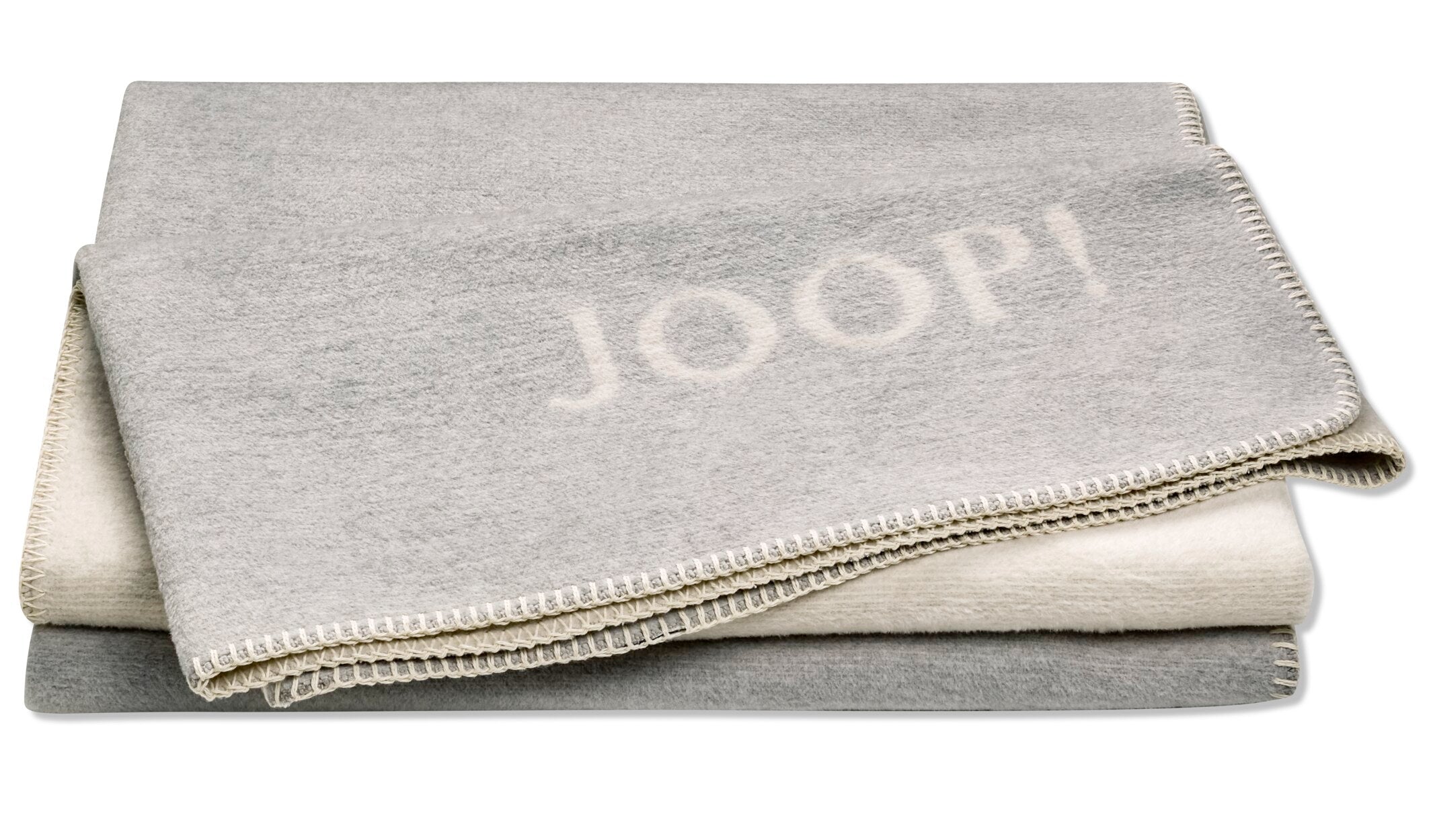 JOOP! MELANGE-DOUBLEFACE Wohndecke 150x200 cm, Stein-Silber