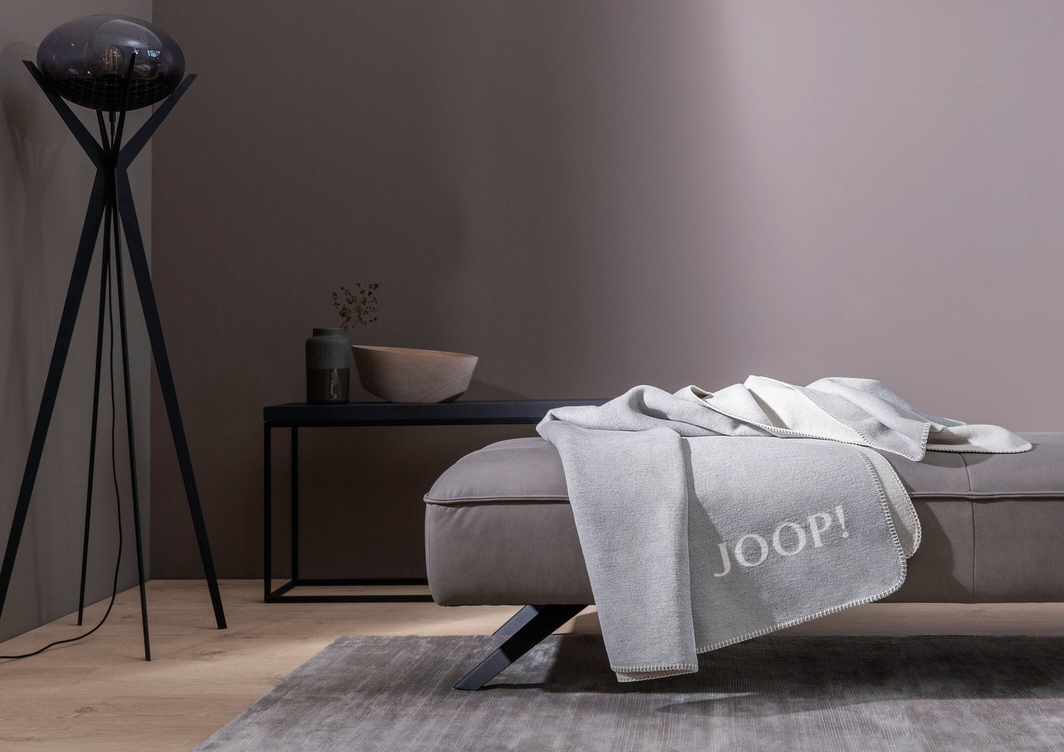 JOOP! MELANGE-DOUBLEFACE Wohndecke 150x200 cm, Stein-Silber