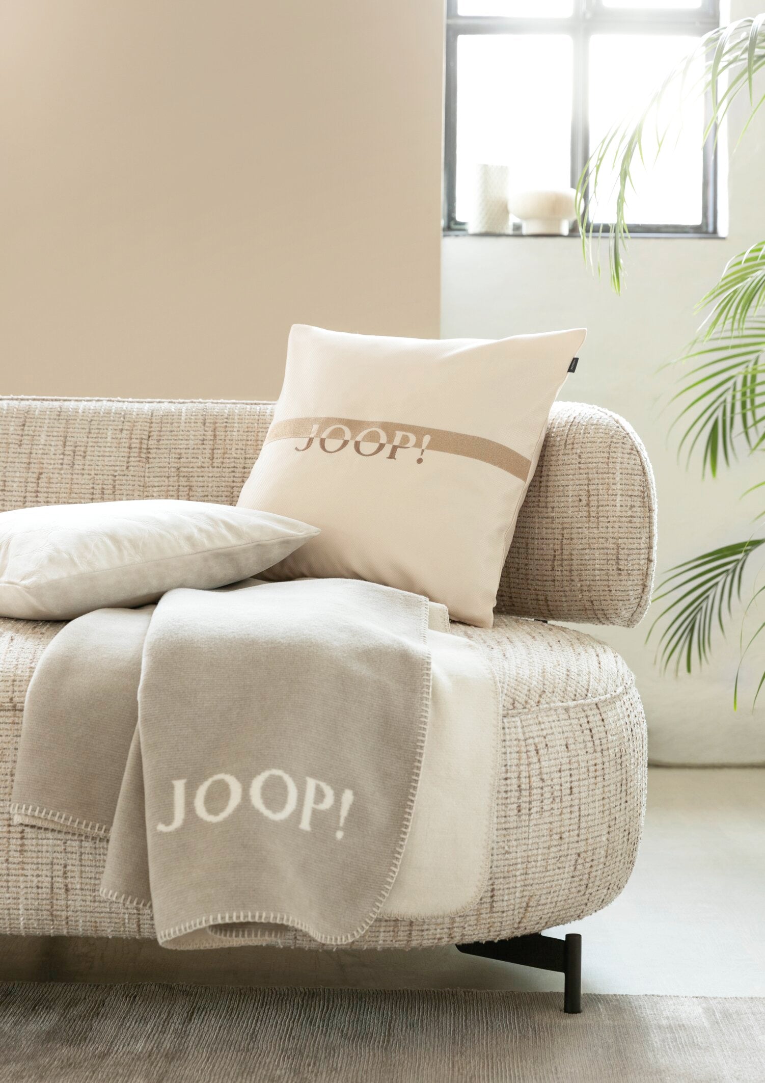 JOOP! MELANGE-DOUBLEFACE Wohndecke 150x200 cm, Stein-Natur