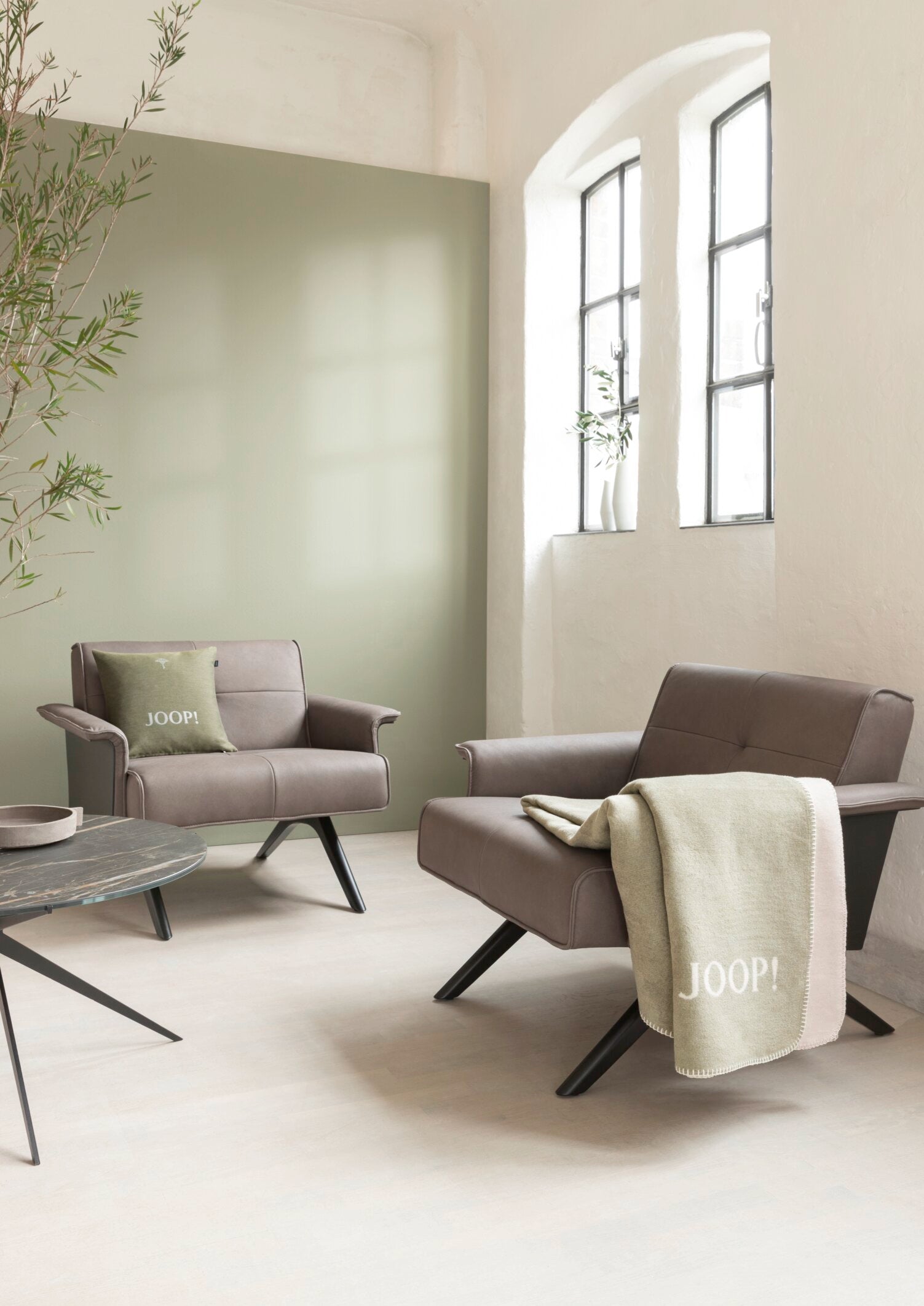 JOOP! MELANGE-DOUBLEFACE Wohndecke 150x200 cm, Oliv-Natur