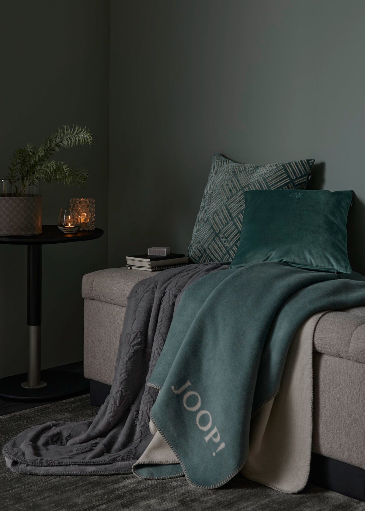 JOOP! MELANGE-DOUBLEFACE Wohndecke 150x200 cm, Emerald-Natur