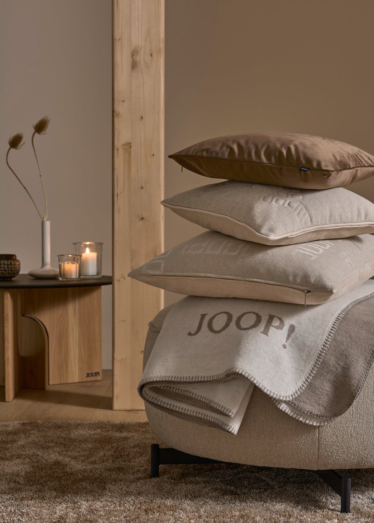 JOOP! MELANGE-DOUBLEFACE Wohndecke 150x200 cm, Natur-Sand