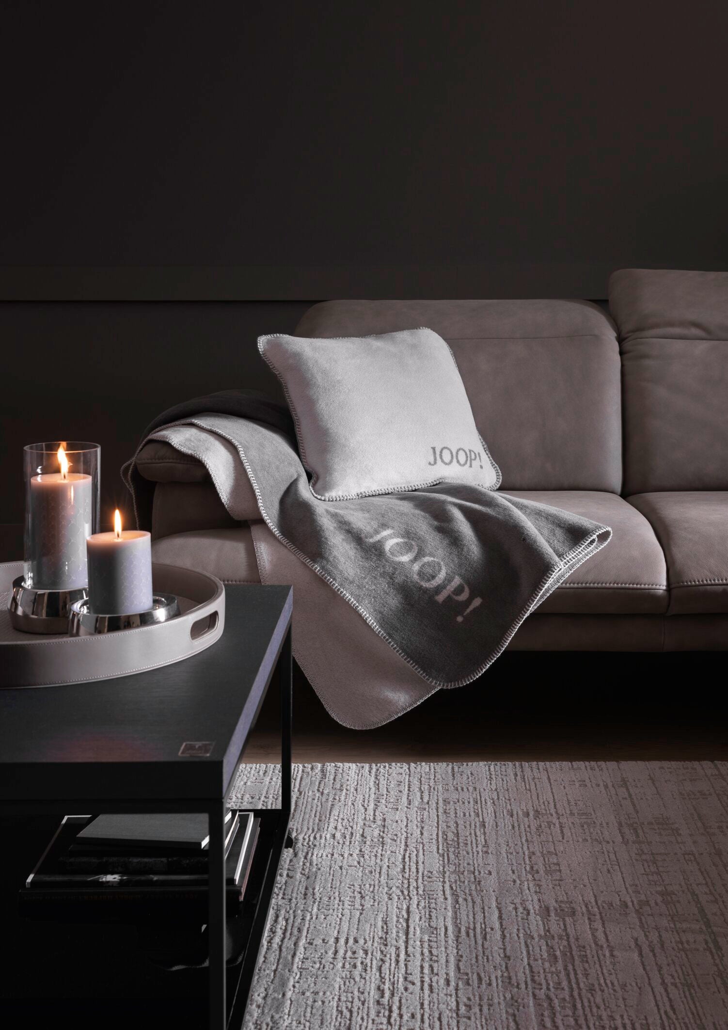 JOOP! UNI-DOUBLEFACE Kissen 50x50 cm, Rauch-Graphit