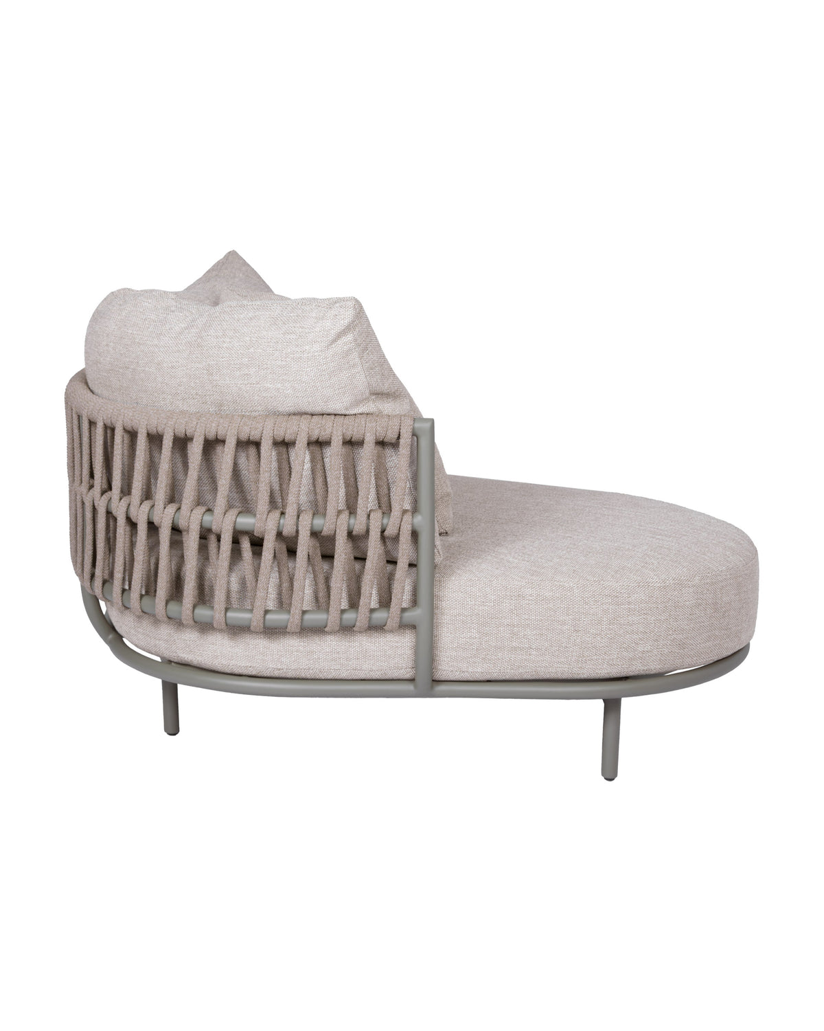 JOOP! ROUND CHAISE LOUNGE RIGHT ARM OLIVE WITH 3 CUSHIONS AND PILLOW